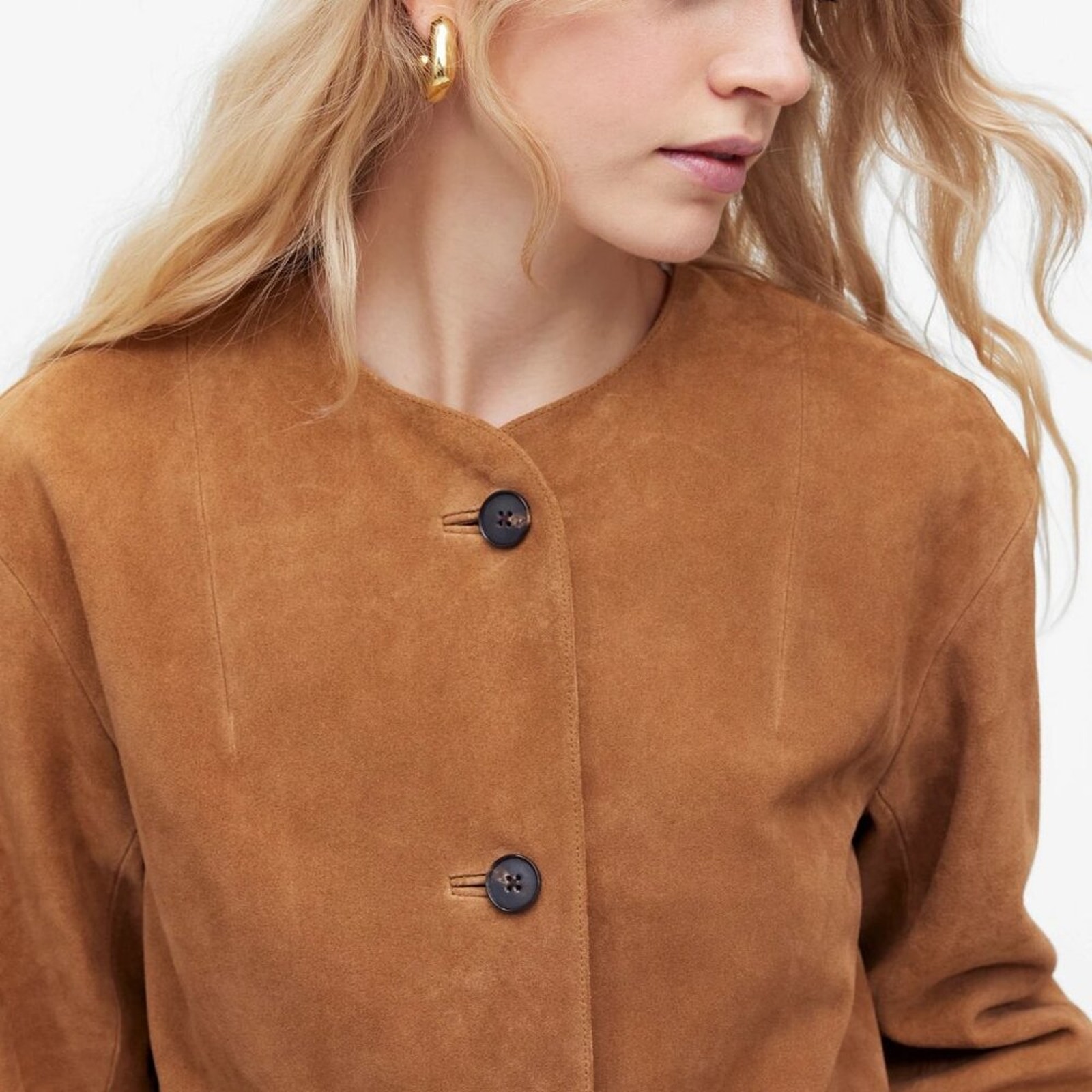 Nwt Madewell Crop Cardigan Jacket In Aged Cognac Suede L — image 4 of 5